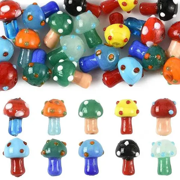 24Pcs 10 Colors Handmade Lampwork Beads Strands