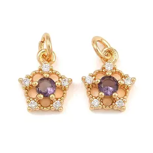 Brass Micro Pave Cubic Zirconia Charms