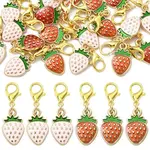 20Pcs 2 Styles Strawberry Alloy Enamel Pendant Decorations