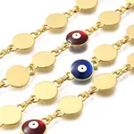 Flat Round with Evil Eye Brass Chains