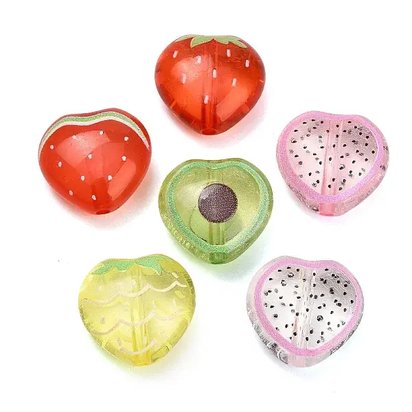Fruit Theme Printed Transparent Acrylic Beads
