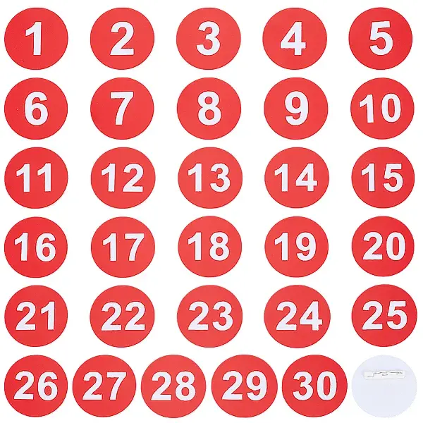 1 Set Round ABS Plastic Number Brooches Sets