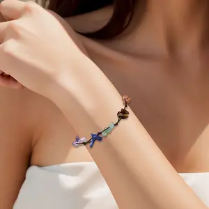 1Pc Natural & Synthetic Mixed Gemstone Braided Bead Bracelets