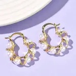 Twist Brass & ABS Plastic Pearl Hoop Earrings