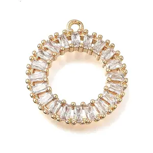 Brass Pave Clear Cubic Zirconia Pendants