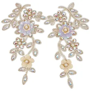 Polyester Rhinestone Embroidery Sew on Appliques