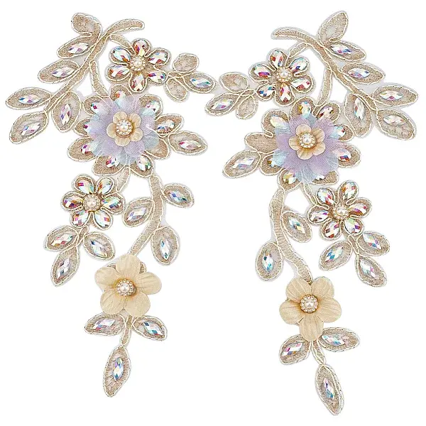 Polyester Rhinestone Embroidery Sew on Appliques