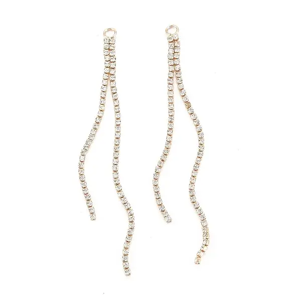 Brass Micro Pave Clear Cubic Zirconia Tassel Pendants