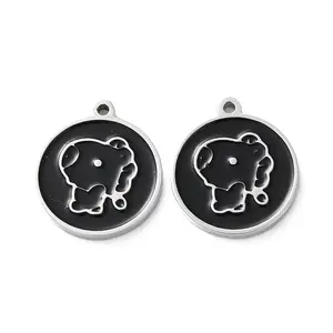 304 Stainless Steel Black Enamel Charms