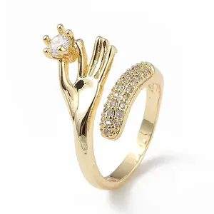 Clear Cubic Zirconia Hand Open Cuff Ring