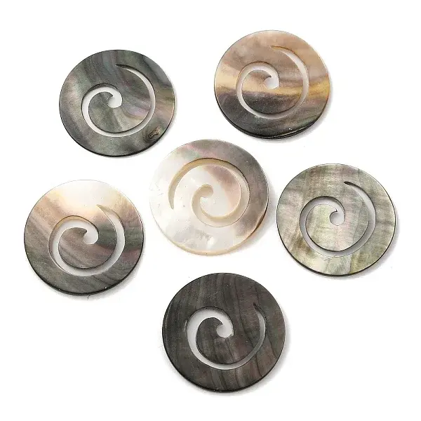 Natural Black Lip Shell Vortex Cabochons