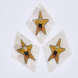 Printed Capiz Shell Pendants