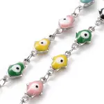 Enamel Hamsa Hand with Evil Eye Link Chains