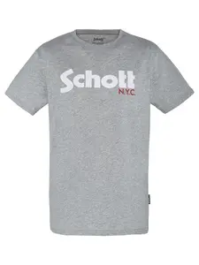 Schott NYC Tričko  sivá melírovaná / červená / biela