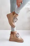 Women's insulated ankle boots on a platform brown Alcyhen