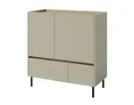 Komoda se zásuvkami Lucky, 95 cm, eukalyptově zelená/baltský dub