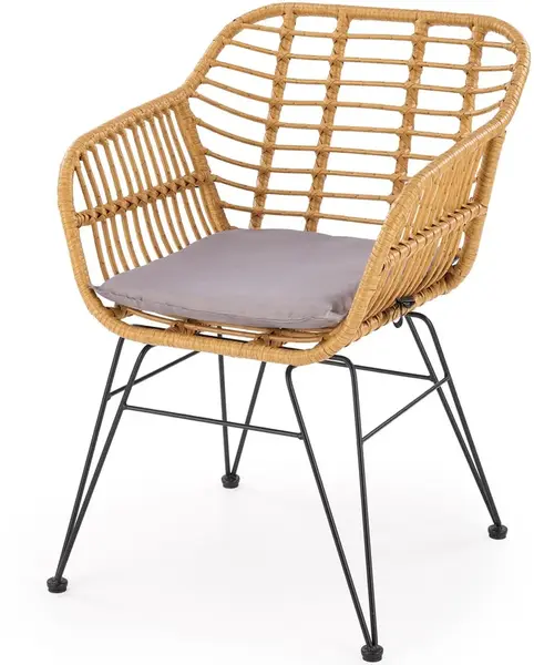 HALMAR Křeslo K541 přírodní/černé, polyratan a kov