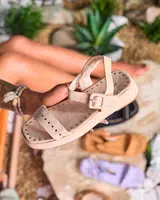 Resti Beige women's sandals with rhinestones Franssia - Footwear