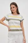 Marisse White Striped Cotton T-Shirt