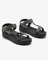 Resti Women's sandals with zircons in black Qroc- Footwear