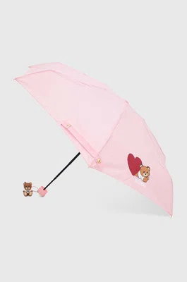 Deštník Moschino růžová barva, 8188