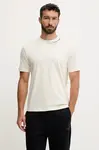 Bavlněné tričko EA7 Emporio Armani pánské, béžová barva, AF13244.7X000147