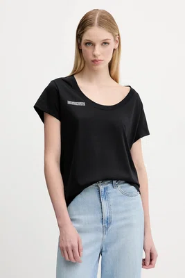 Bavlněné tričko Pangaia Lightweight Scoop Neck T-Shirt dámské, černá barva, 10002565