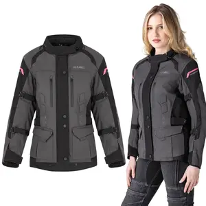 Dámská moto bunda W-TEC Barbata černo-šedo-růžová XL