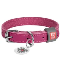 WAUDOG Classic Kožený obojek pro psy růžový, Velikost: XXS