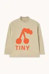 Tinycottons Dětské bavlněné tričko s dlouhým rukávem Tinycottons CHERRY GRAPHIC RIB MOCKNECK