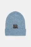 Čepice s vlnou Ermanno Firenze modrá barva, 57TV005E89