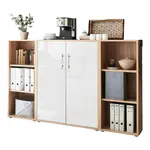 MID.YOU SKŘÍŇ NA ŠANONY, Sonoma dub, vysoce lesklá bílá, 173/114/33 cm