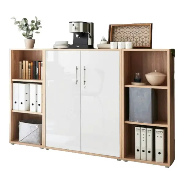 MID.YOU SKŘÍŇ NA ŠANONY, Sonoma dub, vysoce lesklá bílá, 173/114/33 cm