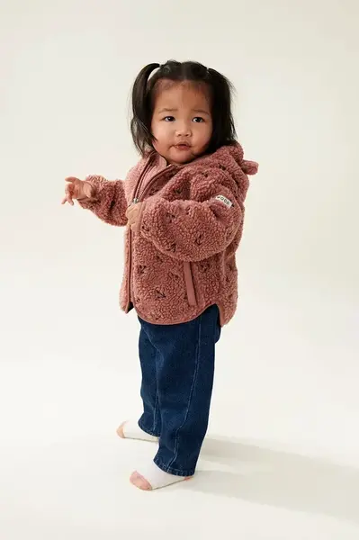 Kojenecká bunda Liewood Mara Pile Jacket With Ears oranžová barva, LW18633