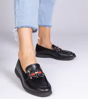 Gemre Black eco-leather moccasins with Kalenda decoration