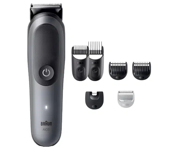 Multifunkční zastřihovač vlasů, vousů a těla Braun Series 5 AIO5520 - šedý + dárek zdarma