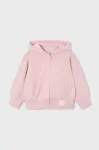 Dětská mikina Mayoral růžová barva, s kapucí, hladká, 4449
