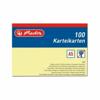 Herlitz - Karty do kartotéky A5, žluté, linka