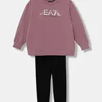 Dětská tepláková souprava EA7 Emporio Armani růžová barva, 7G000167 AF15583