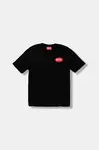 Dětské bavlněné tričko Diesel TPATCH OVER T-SHIRT černá barva, s potiskem, J02469