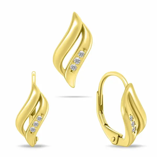 Brilio Silver Nádherný pozlacený set šperků se zirkony SET292Y (náušnice, přívěsek)