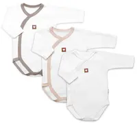 Baby Nellys Rostoucí výhodná sada, 3x Body zap. bokem Nature - béžová/taupe/bílá