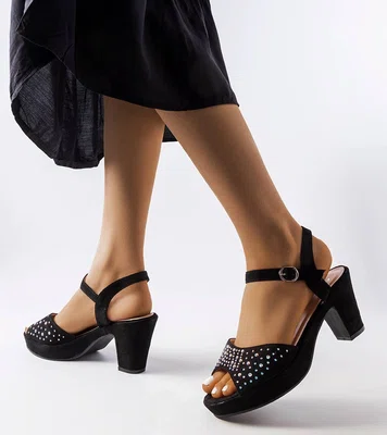 Gemre Black Block Heel Sandals Beltane