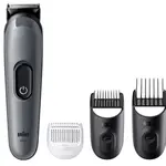 Multifunkční zastřihovač vlasů, vousů a těla Braun Series 3 AIO3500 - šedý + dárek zdarma