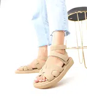 marka niezdefiniowana Dark Beige Ankle Strap Sandals Maimuna