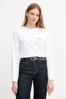 Bavlněné tričko s dlouhým rukávem Barbour LAVENSDALE bílá barva, LML0899