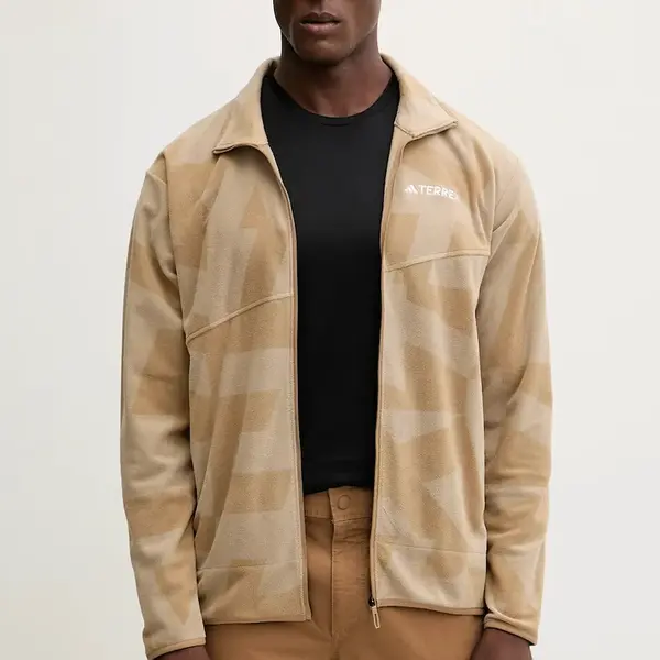 Fleecová mikina adidas TERREX Multi pánská, béžová barva, hladká, JM0136