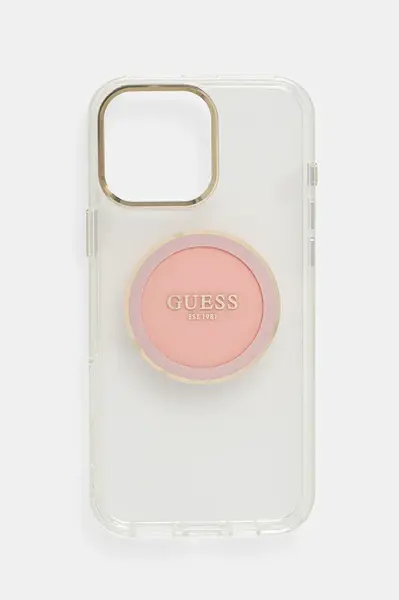 Obal na telefon Guess iPhone 16 Pro Max růžová barva, GUHMP16XHTDRCEDP