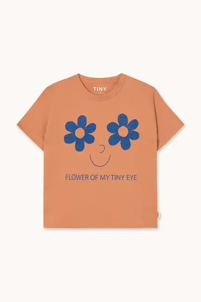 Dětské bavlněné tričko Tinycottons FLOWERS EYES GRAPHIC TEE oranžová barva, AW25-315