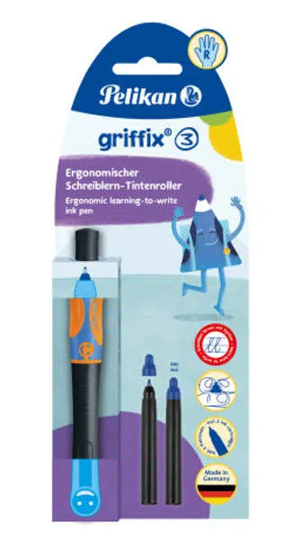 Inkoustový roller pro praváky, Griffix 3 oranžovo-černá